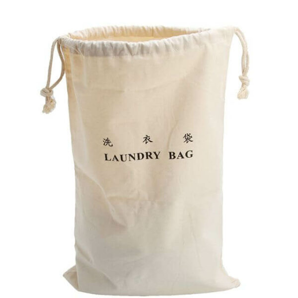 display the front of the custom cotton laundry bag