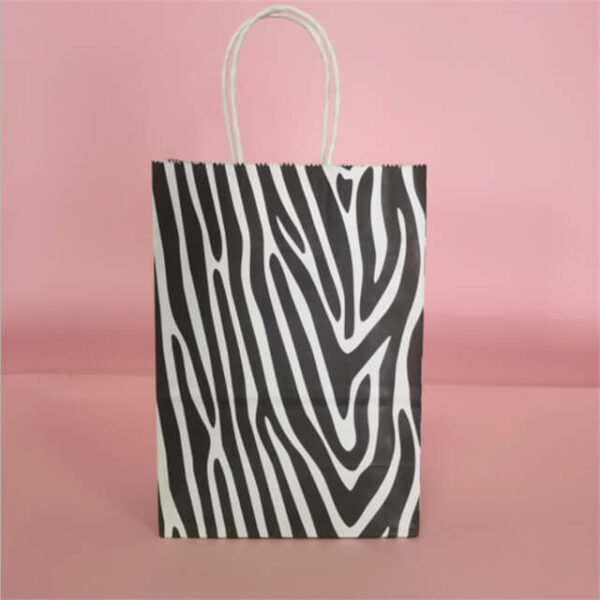 prikaz zebrastog uzorka prilagođenog životinjskog dizajna kraft papirnata vrećica s papirnatom ručkom