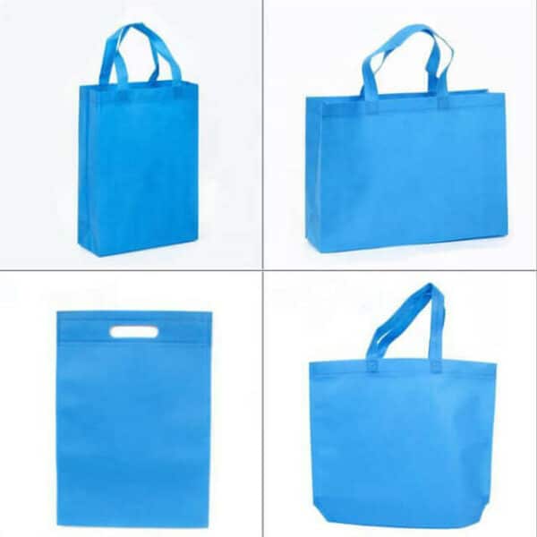 прикажување на различни стилови на сопствени сини торби неткаени за повеќекратна употреба