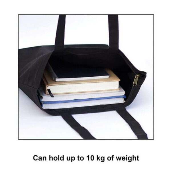 prikazati unutrašnjost prilagođene crne pamučne torbe