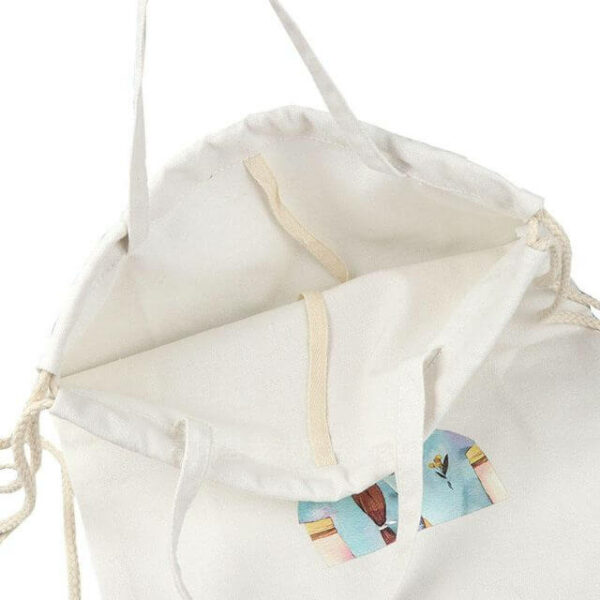 display the inside of the custom cotton muslin bag