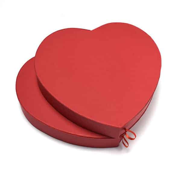 parodykite dviejų raudonų pasirinktinių šokoladinių dovanų širdies formos standžių dėžučių viršų