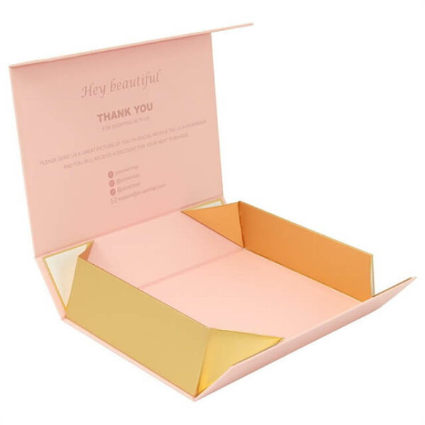 display the inside of the custom pink rigid collapsible box