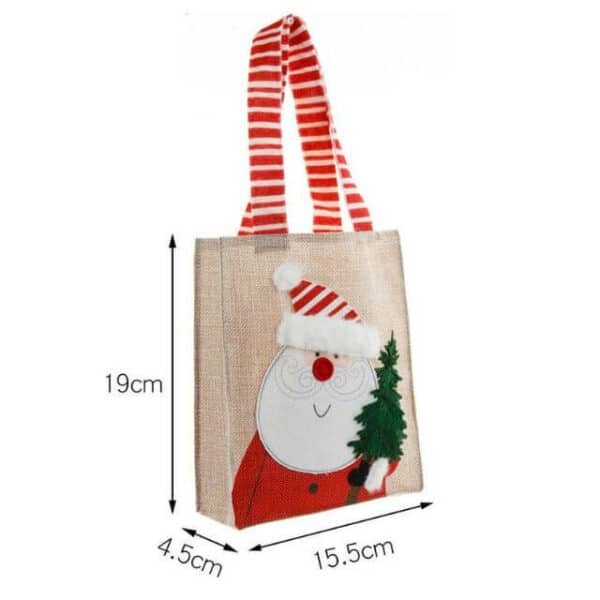 parodykite raudono pasirinktinio kalėdinio džiuto maišelio matmenis
