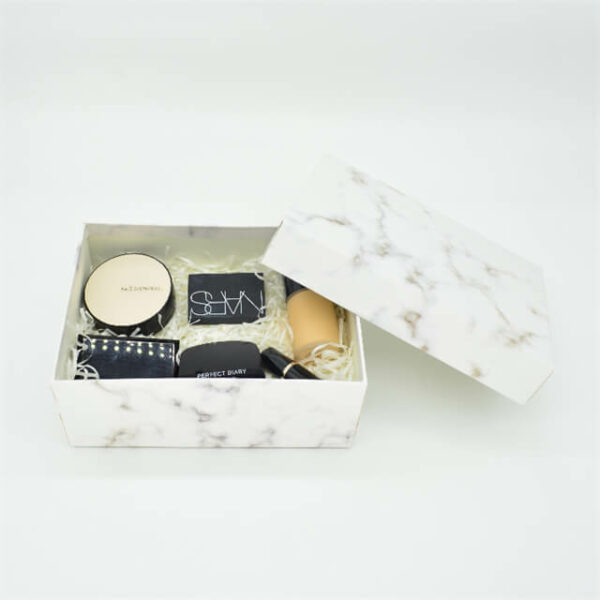 display the inside of the custom lid and base rigid box for cosmetic from the overlook angle