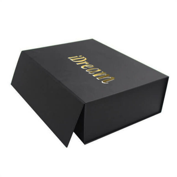 display the custom flip top square gift box from the left side angle