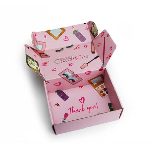 display the inside of the custom tuck top makeup skincare mailer boxes