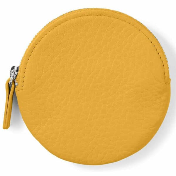 prikazati jednu žutu vegansku kožnu okruglu torbicu