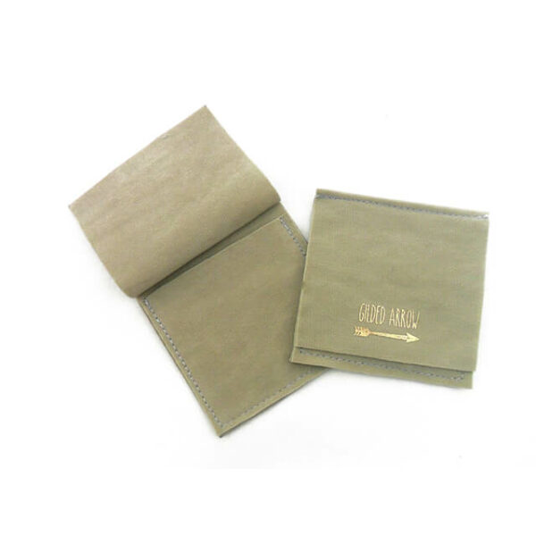 display the front and inside of two green Custom Velvet Envelope Pouches