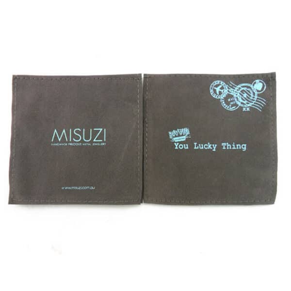 display the front of two grey Custom Velvet Envelope Pouches