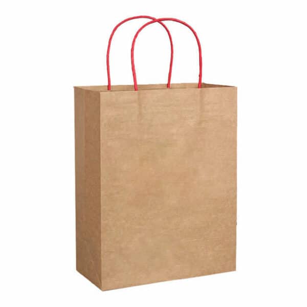 display the front of the custom kraft paper bag with twisted paper handle