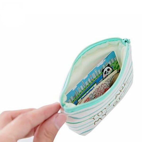 muestra el interior de la bolsa de lona personalizada para monedas