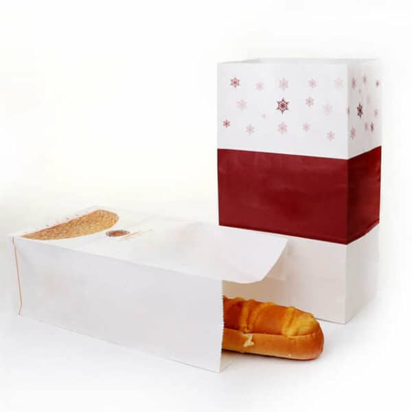 prikazati dvije prilagođene SOS papirnate vrećice za pakiranje kruha s kruhom unutra