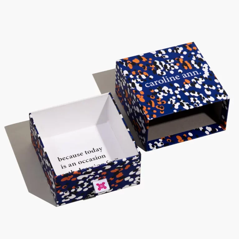 display the inside of the Custom Rigid Drawer Box with Ribbon Tab