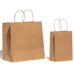 აჩვენეთ მორგებული კრაფტის ქაღალდის ჩანთების გვერდი დაგრეხილი სახელურით