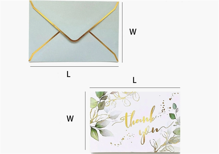 Zeigen Sie die Größe der benutzerdefinierten Dankeskarte und des Umschlags an