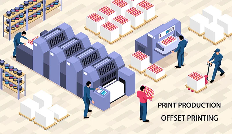 display the offset printing production workflow