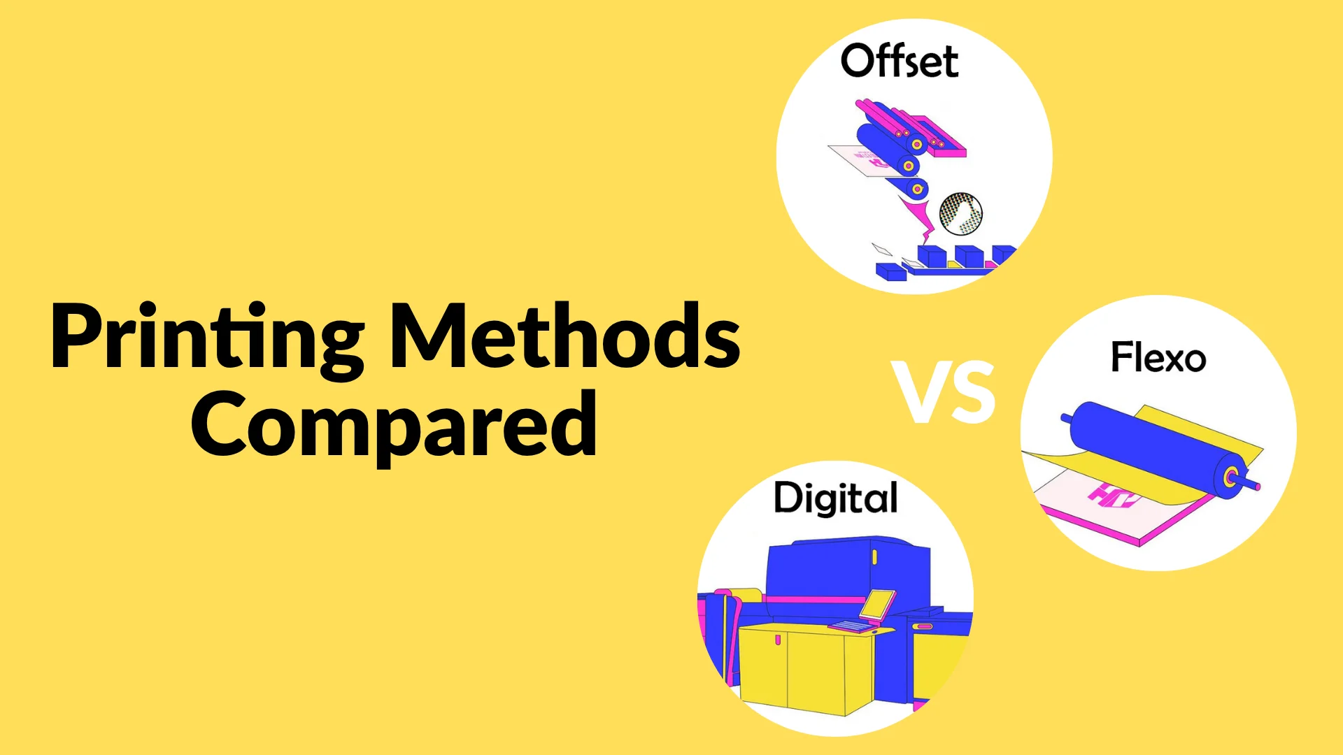 Es gibt eine Skizze von drei Druckverfahren und den Text „Vergleich der Druckverfahren“.