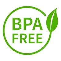 ein Kreis mit einem Blatt und BPA-freien Wörtern
