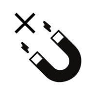 Magnetsymbol mit einem Kreuz