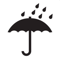 Da sind Regentropfen und ein Regenschirm